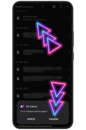 NV Casino APK-installationsdialog på Android