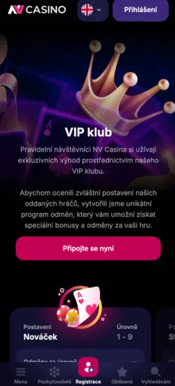 VIP klub v nv casino aplikace s úrovněmi odměn pro hráče