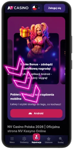 NV Casino app android – czerwony przycisk Android do pobrania pliku APK